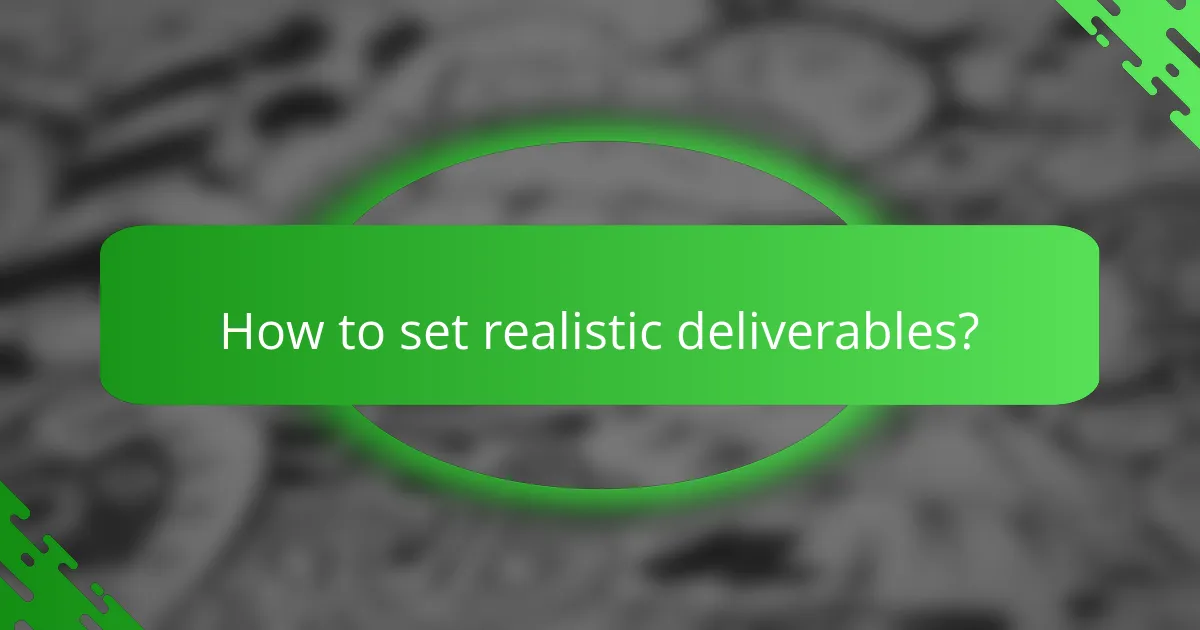 How to set realistic deliverables?